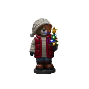 Kleiner Teddybär 38cm Mehrfarbig Von Konstsmide - Darin befinden sich ein hell erleuchteter Weihnachtsbaum und eine Laterne, die f&uuml;r eine gem&uuml;tliche Atmosph&auml;re sorgt.