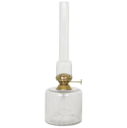 Kerosene Lamp Straight Big Transparent Von Strömshaga - Wundersch&ouml;ne Petroleumlampe aus Glas mit ge&auml;tzten Streifen und Messingbrenner.
