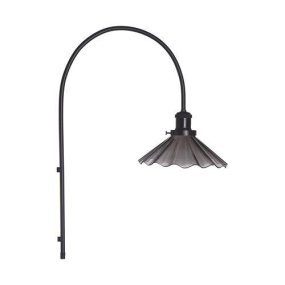 August 25cm Schwarz wandlampe Von PR Home - 2 Meter langes schwarzes Kabel mit Wandstecker und Netzschalter, 55 cm vom unteren Teil der Metallhalterung entfernt.