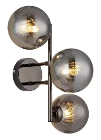 Conor 36cm Rauchfarben wandlampe Von Globo Lighting - Conor v&auml;gglampa i svart krom med r&ouml;kf&auml;rgade glassf&auml;rer ger en modern och elegant touch till vilket rum som helst.