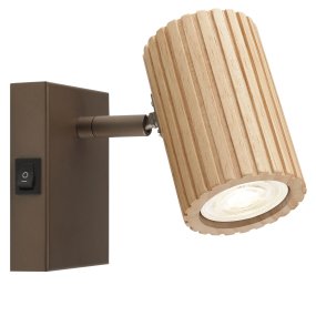 Lakewood 17cm Braun leselampe Von Brilliant - Die Wandleuchte Lakewood vereint braunes Metall mit hellem, geriffeltem Holz und besticht durch ihre warme und stilvolle Optik.
