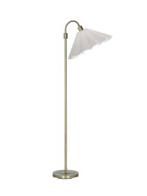 Amy Flex Gold stehlampe Von PR Home - Die Lampe hat ein goldfarbenes Metallgestell mit einem verstellbaren Arm und einem Schalter am Fu&szlig; f&uuml;r einfache Bedienung.