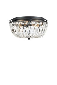 Vasa Ø30 Chrom badezimmerlampe Von Markslöjd - Diese elegante Deckenleuchte aus Kristall hat einen schwarzen Metallrahmen und wunderschöne maschinengeschliffene Prismen, die einen luxuriösen Eindruck erwecken.