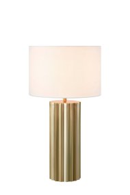 Hashira 60cm Antikes Messing tischlampe Von Markslöjd - Hashira ist eine rustikale und elegante Tischlampe mit einem antiken Messingsockel, der einer Säule ähnelt.