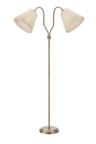 Veya 2 Antikmessing stehlampe Von Markslöjd - Der Lampenfu&szlig; in Antikmessing-Optik harmoniert perfekt mit den beiden beigefarbenen Textilschirmen, die ein sanftes und angenehmes Licht spenden.
