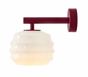 Puff 23cm Burgund wandlampe Von Artera - Der dekorative Schirm aus weißem Opalglas hat eine geschwungene Form, die der Lampe einen verspielten und eleganten Ausdruck verleiht.