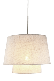 Doble Ø48 Beige Von Aneta Lighting - Die Pendelleuchte Doble besticht durch ihr stilvolles und sanftes Design, bei dem zwei unterschiedlich gro&szlig;e Textilschirme in einer wundersch&ouml;nen Schichtung aufeinandertreffen.