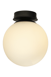 Lido Ø20 Schwarz badezimmerlampe Von Aneta Lighting - Badezimmer-Deckenleuchte Lido aus mattschwarzem Metall und opalweißem Glasschirm.