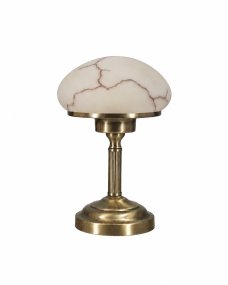 August 28cm Antikes Messing tischlampe Von Aneta Lighting - Mit ihrem klassischen Design in Antikmetall und einem wundersch&ouml;nen, alabasterartigen Schirm verbreitet sie ein warmes und angenehmes Licht, das in jedem Raum eine einladende Atmosph&auml;re schafft.
