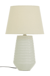 Mona 45cm Weiß tischlampe Von Aneta Lighting - Die Tischleuchte Mona ist eine stilvolle und zeitlose Leuchte mit einem weißen Keramikfuß und einem passenden weißen Textilschirm.