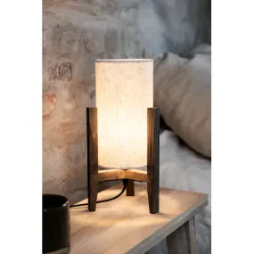 Eruca 34cm Beige tischlampe Von Markslöjd - Sockel in Braunbeize und Schirm in beigem Textil.