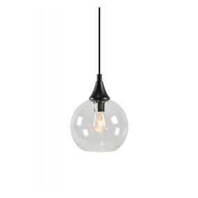 Bowl Ø15 Transparent fensterlampe Von Globen Lighting - Wird mit einem 350 cm langen schwarzen Textilkabel mit Netzschalter und Stecker geliefert.