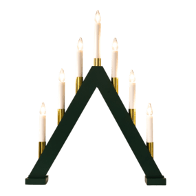 Hilda 7 Dunkelgrün Von Pixie Design - Die Kombination aus Dunkelgr&uuml;n und Gold verleiht dem Kerzenst&auml;nder eine warme und weihnachtliche Ausstrahlung.