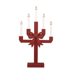 Kerstin ROT Von Pixie Design - Kerstin ist ein dekorativer Kerzenst&auml;nder aus Holz in Dunkelbraun, verziert mit einer gro&szlig;en Schleife, die ihm einen charmanten und verspielten Ausdruck verleiht.