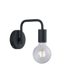 Diallo 20cm Schwarz wandlampe Von Trio Lighting - Es ist mit der FLEXconnect-Funktion ausgestattet, die Ihnen die Wahl zwischen einer festen Installation oder der Verwendung mit Kabel und Wandstecker f&uuml;r maximale Flexibilit&auml;t erm&ouml;glicht.
