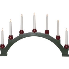 Mora Grün Von Star Trading - F&uuml;nf LED-Kerzen in roten Haltern sorgen f&uuml;r ein gem&uuml;tliches Licht und einen traditionellen Lichteffekt.