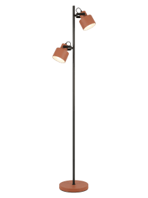 City 2 Terrakotta/Schwarz stehlampe Von Aneta Lighting - Die Stehleuchte City besticht durch ihr modernes und stilvolles Design mit einer eleganten Kombination aus schwarzem und terrakottafarbenem Metall.