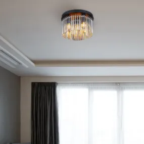 Gorley Ø32 Rauchfarben deckenleuchte Von Globo Lighting - Dess design imponerar med en stilfull kombination av mattsvart metall, gl&auml;nsande krom och r&ouml;kf&auml;rgade glasstavar.