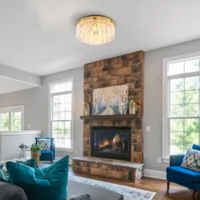 Gorley Ø50 Gold deckenleuchte Von Globo Lighting - Dess design imponerar med en stilfull kombination av guldf&auml;rgad metall och dekorativa stavar i opalglas.