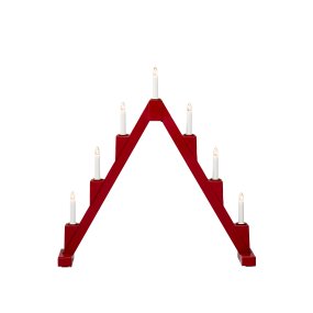 Candelabra 7 Lights ROT Von Konstsmide - Faltbarer elektrischer Kerzenst&auml;nder mit 7 Kerzen, aus rot lackiertem Holz, verziert mit Messingringen um jede Kerze f&uuml;r eine elegante Note.