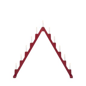 Candelabra 11 Lights ROT Von Konstsmide - Faltbarer elektrischer Kerzenst&auml;nder mit 11 Kerzen, aus rot lackiertem Holz, verziert mit Messingringen um jede Kerze f&uuml;r eine elegante Note.