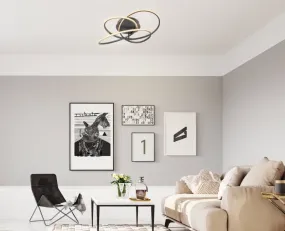 Panda Ø60 Schwarz deckenleuchte Von Globo Lighting - Den har en fast installerad LED-panel som avger ett varmvit ljus och skapar en behaglig och inbjudande atmosf&auml;r i rummet.