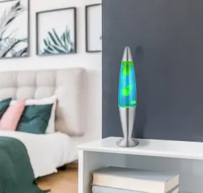 Etna Silber kinderlampe Von Globo Lighting - Etna &auml;r en fascinerande lavalampa med bl&aring; v&auml;tska och gult vax som sm&auml;lter l&aring;ngsamt och skapar hypnotiska ljuseffekter.