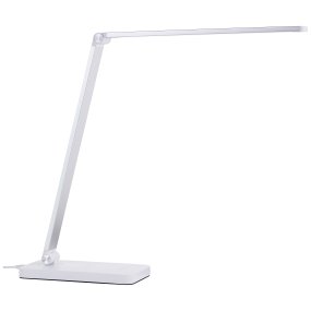Florence 38cm Weiß schreibtischlampe Von Brilliant - Die Leuchte verfügt über einen 3-Stufen-Touchdimmer zur Regulierung der Helligkeit und bietet sowohl warm- als auch tageslichtweißes Licht.