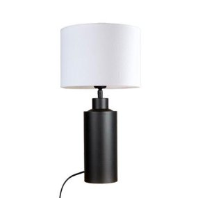 Solo 55cm Schwarz und Weiß tischlampe Von PR Home - Der Solo-Lampenfuß in Mattschwarz wird mit einem zylindrischen weißen Lampenschirm kombiniert und sorgt für einen stilvollen und modernen Ausdruck.