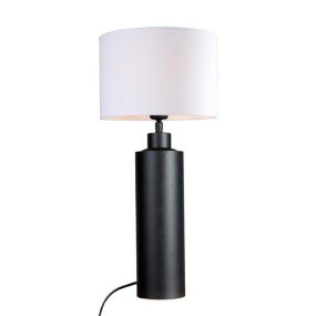 Solo 65cm Schwarz und Weiß tischlampe Von PR Home - Der Solo-Lampenfuß in Mattschwarz wird mit einem zylindrischen weißen Lampenschirm kombiniert und sorgt für einen stilvollen und modernen Ausdruck.