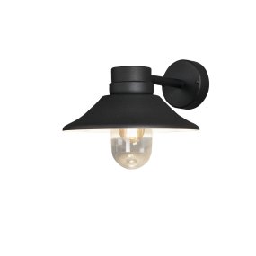 Vega Schwarz außenlampe Von Konstsmide - Der breite Schirm und die klare Glaskuppel verbreiten ein angenehmes und gerichtetes Licht, wodurch die Lampe perfekt für Eingänge und Terrassen geeignet ist.
