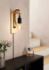 Rampside 30cm Natur wandlampe Von Eglo - Komplett mit einer dekorativen Gl&uuml;hbirne, die den Charakter der Lampe unterstreicht und sie zu einem Blickfang in Ihrem Zuhause macht.
