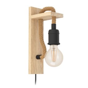 Rampside 30cm Natur wandlampe Von Eglo - Komplett mit einer dekorativen Gl&uuml;hbirne, die den Charakter der Lampe unterstreicht und sie zu einem Blickfang in Ihrem Zuhause macht.