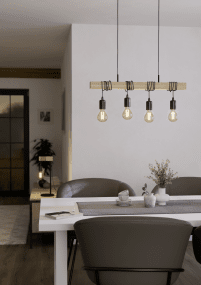 Townshend 70cm Holz Von Eglo - Die Pendelleuchte Townshend im rustikalen Stil vereint Metall und Holz in einem modernen Design.