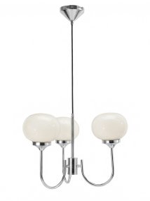 Elsy 3 Ø45 Chrom Von PR Home - Er ist aus Metall mit Chrom-Finish und wei&szlig;en Glasschirmen gefertigt.