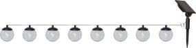 Globe Schwarz solarleuchte Von Star Trading - Die Globe-Solarzellenschleife besteht aus 8 Kugeln aus transparentem PS-Kunststoff mit 30 cm langem Kabel dazwischen.