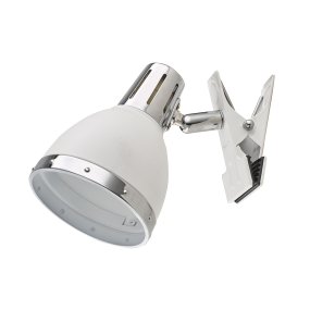 Klämma Weiß klemmlampe Von Oriva - Die Clamp-Lampe aus weißem Metall mit Chromdetails ist eine flexible Beleuchtungslösung.