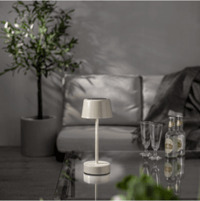 Solei Beige solarleuchte Von Star Trading - Die Lampe wird teilweise durch die Sonne aufgeladen, kann aber auch mit dem mitgelieferten USB-Kabel aufgeladen werden.