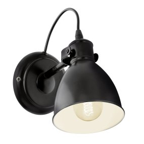Priddy 22cm Schwarz Von Eglo - Die Wandleuchte Priddy ist eine stilvolle Lampe aus schwarzem Metall im klassischen Industrie-Design.