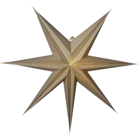 Point Ø60 Beige Von Star Trading - Dunkelbeiger Papierstern mit dekorativem Perlenmuster und Faltung.
