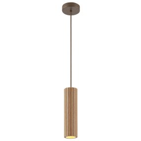 Lakewood Ø10 Holz hängelampe Von Brilliant - Die Pendelleuchte Lakewood kombiniert helles, geripptes Holz mit braunen Metalldetails und sorgt so für eine warme und natürliche Optik.