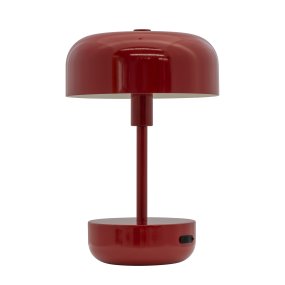 Haipot 25cm Dunkelrot tragbare Von Dyberg Larsen - Die Haipot LED-Tischleuchte in Dunkelgrau, entworfen von Frank Kerdil für Dyberg Larsen, kombiniert Retro- und modernen Stil.