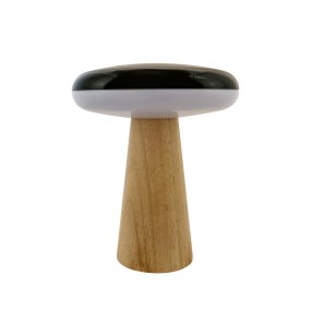 2 Ways 25cm Holz Von Dyberg Larsen - Mit einem natürlichen Holzsockel, stilvollen Kontrasten in Schwarz und Weiß und drei Helligkeitsstufen, die über den Knopf am Lampenschirm einstellbar sind, können Sie ganz einfach die richtige Atmosphäre schaffen.