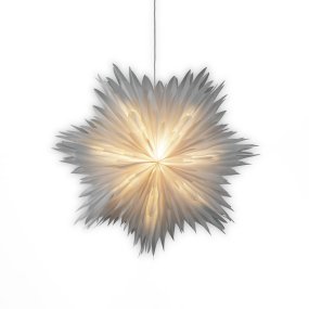Papierstern Ø60 Weiß Von Konstsmide - Der Stern wird mit einem 5 m langen wei&szlig;en Kabel, einem Netzschalter und einem Netzstecker geliefert und ist somit sofort einsatzbereit, um Licht und Weihnachtsstimmung in Ihr Zuhause zu bringen.