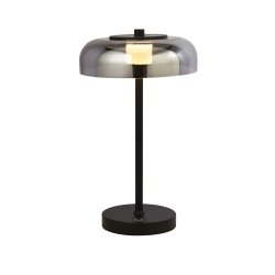 Frisbee 40cm Schwarz tischlampe Von Searchlight - Durch das minimalistische und elegante Design passt die Lampe hervorragend in Schlafzimmer, Büros und Wohnzimmer.