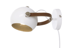 Bow Weiß leselampe Von Aneta Lighting - Bow-Wandleuchte aus weiß lackiertem Metall mit Details aus Chrom und schwarzem Leder.
