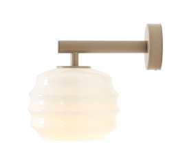 Puff 23cm Beige wandlampe Von Artera - Die beigefarbenen Metalldetails bilden einen schönen Kontrast zum hellen Glas und sorgen für eine warme Ausstrahlung.