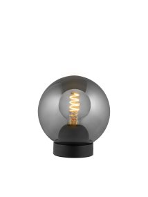 Bubbles 20cm Rauchfarben tischlampe Von Halo Design - Das Rauchglas in Kombination mit den mattschwarzen Metalldetails verleiht Eleganz und sorgt im eingeschalteten Zustand für eine schöne Lichtverteilung im Raum.