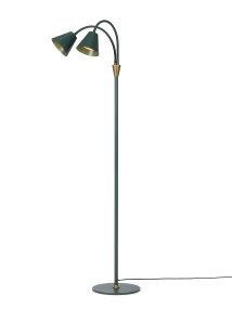 Hygge 2 Grün stehlampe Von Halo Design - Wird mit einem 200 cm langen Kabel mit einem Netzschalter oben am Messingdetail geliefert, der eine einfache und bequeme Verwendung ermöglicht.