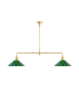 Tegnér Rod Pendant 2x60 Messing Von Karlskrona lampfabrik - P&aring; Auf dem Bild ist die Leuchte mit einem 50 cm langen Verl&auml;ngerungsrohr ausgestattet, welches nicht im Lieferumfang enthalten ist.